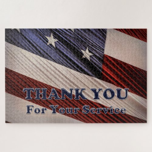 USA Military Veterans Patriotic Flag Thank You Jigsaw Puzzle