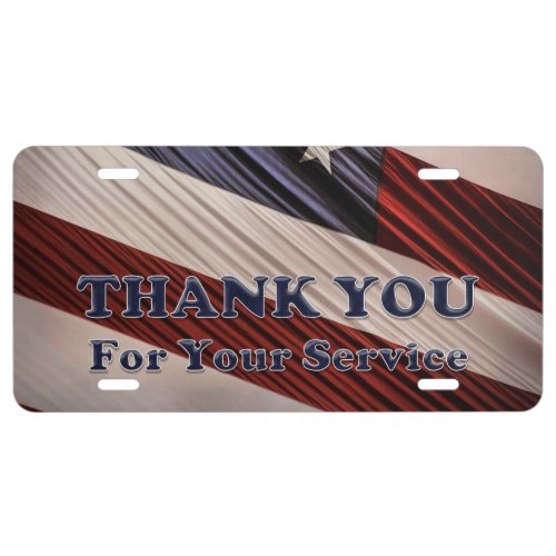 USA Military Veterans Patriotic Flag Thank You License Plate