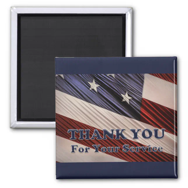 USA Military Veterans Patriotic Flag Thank You Magnet (Front)
