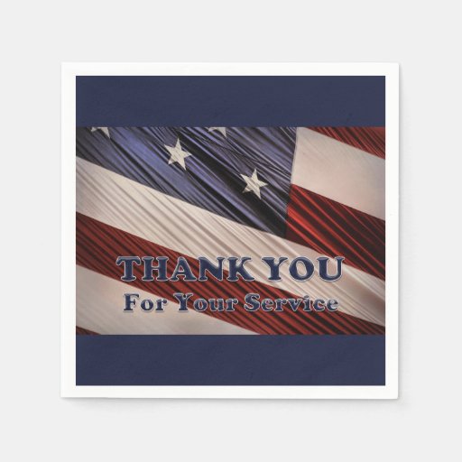 USA Military Veterans Patriotic Flag Thank You Napkin | Zazzle