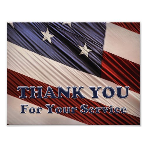 USA Military Veterans Patriotic Flag Thank You Photo Print