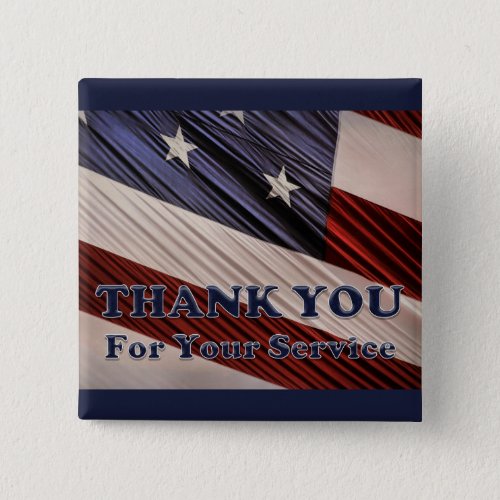 USA Military Veterans Patriotic Flag Thank You Pinback Button