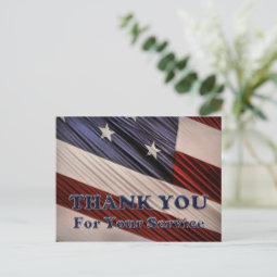 USA Military Veterans Patriotic Flag Thank You Postcard | Zazzle