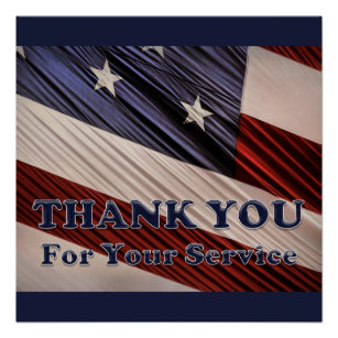 USA Military Veterans Patriotic Flag Thank You Poster