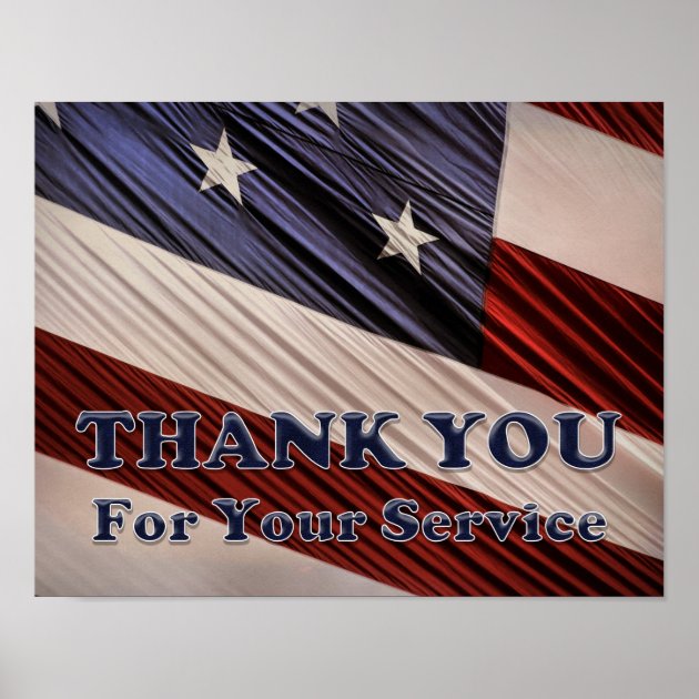 USA Military Veterans Patriotic Flag Thank You Poster | Zazzle