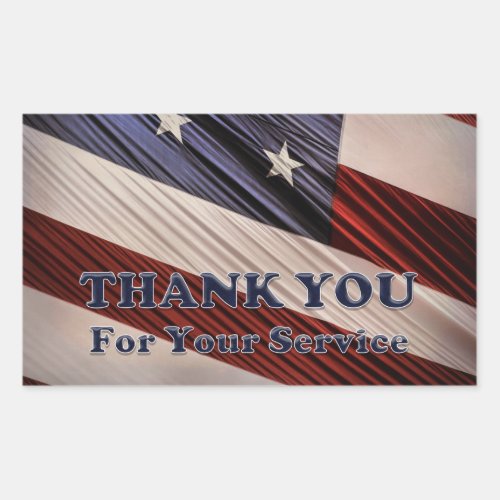 USA Military Veterans Patriotic Flag Thank You Rectangular Sticker