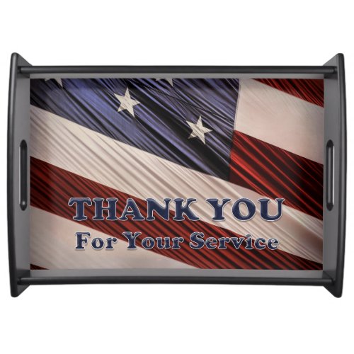 USA Military Veterans Patriotic Flag Thank You Serving Tray