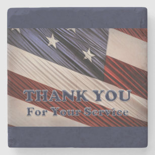 USA Military Veterans Patriotic Flag Thank You Stone Coaster