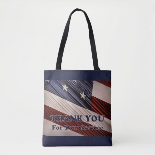 USA Military Veterans Patriotic Flag Thank You Tote Bag