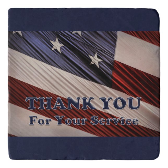 USA Military Veterans Patriotic Flag Thank You Trivet (Front)