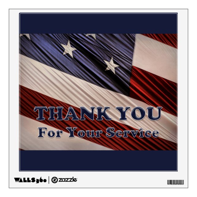 USA Military Veterans Patriotic Flag Thank You Wall Sticker (Front)