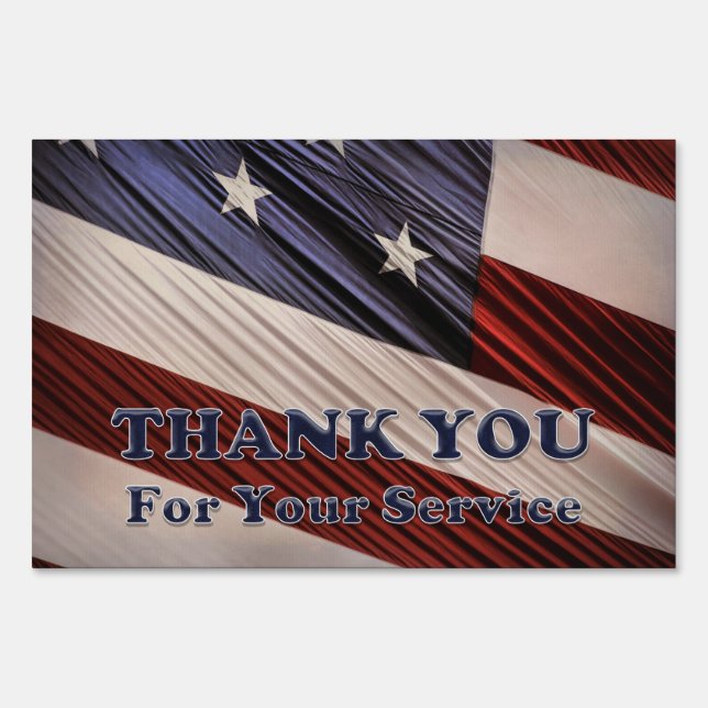 USA Military Veterans Patriotic Flag Thank You Yard Sign (Front)