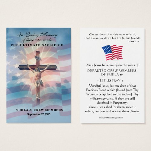 USA Military Yukla 27 Memorial Prayer Cards 