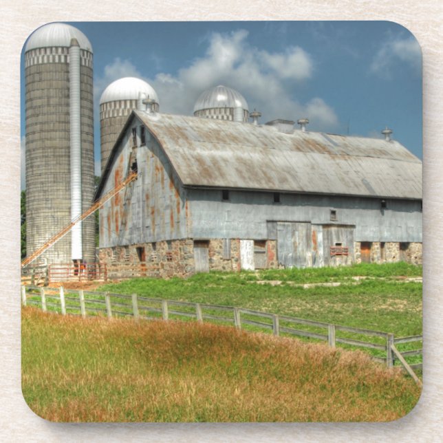 USA, Minnesota Barn And Silo Coaster (Front)