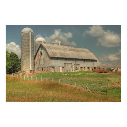 USA Minnesota Barn And Silo Wood Wall Art