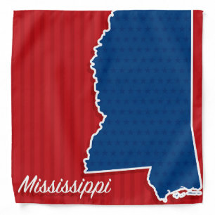 USA Mississippi State Patriotic Stars Stripes Map Bandana