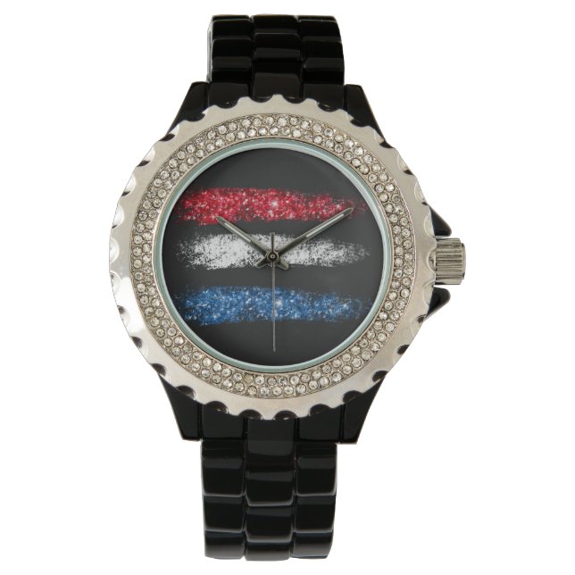 *~* USA .  Modern Simple Abstract American Flag Watch (Front)