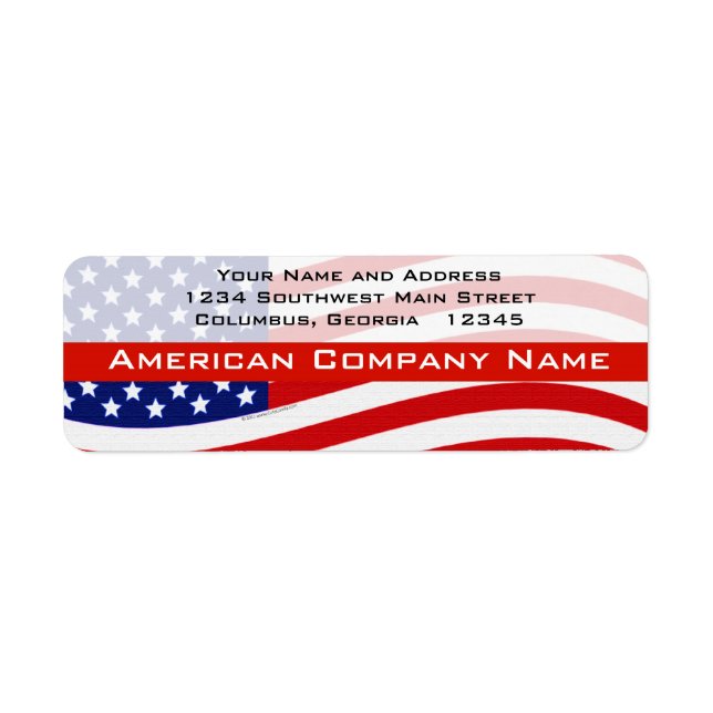 USA Modern Waving Flag Label (Front)