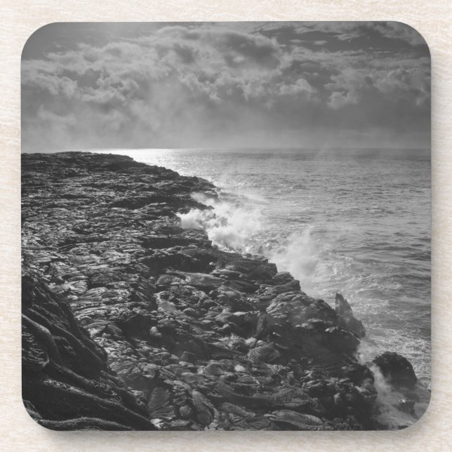 USA. Molten lava flows into the ocean at sunrise Beverage Coaster (Front)