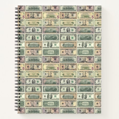 usa money pattern dollar currency bill united stat notebook