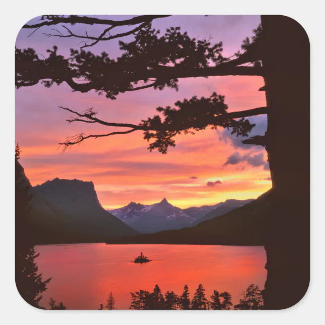 USA, Montana, Glacier National Park. Landscape Square Sticker | Zazzle