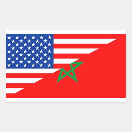 usa morocco country half flag america symbol rectangular sticker