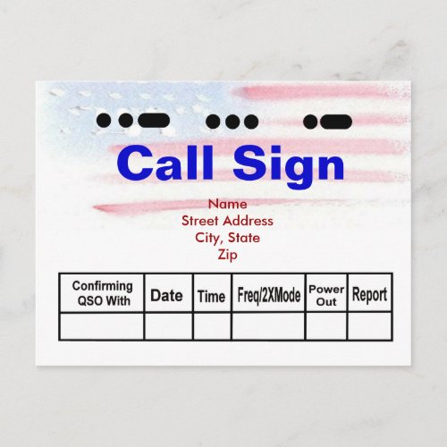 USA Morse Code  Watercolor Flag QSL Cards