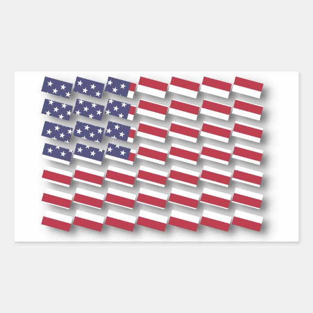 USA Multi Section Flag Pattern Rectangular Sticker (Front)