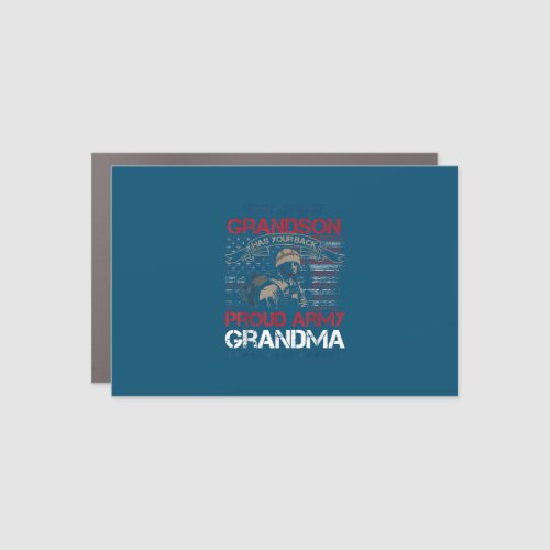 USA  My Grandson Has Your Back Proud Army Grandma Car Magnet