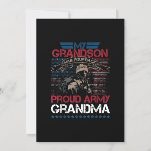 USA  My Grandson Has Your Back Proud Army Grandma Invitation