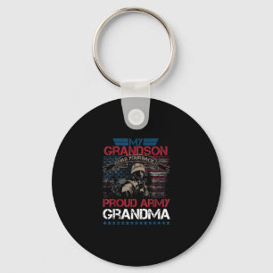 USA  My Grandson Has Your Back Proud Army Grandma Keychain