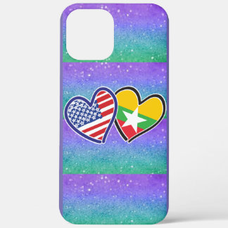 USA Myanmar Love Hearts iPhone 12 Pro Max Case