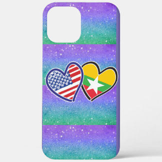 USA Myanmar Love Hearts iPhone 12 Pro Max Case