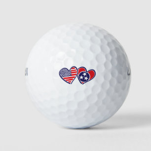 USA---Nashville-Flag-Hearts Golf Balls