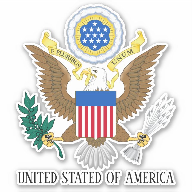 USA National Coat Of Arms Patriotic Sticker (Front)