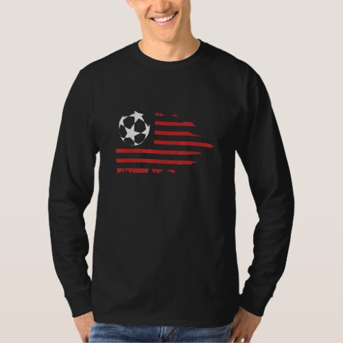 Usa National Flag With Soccer Ball Independence Da T_Shirt