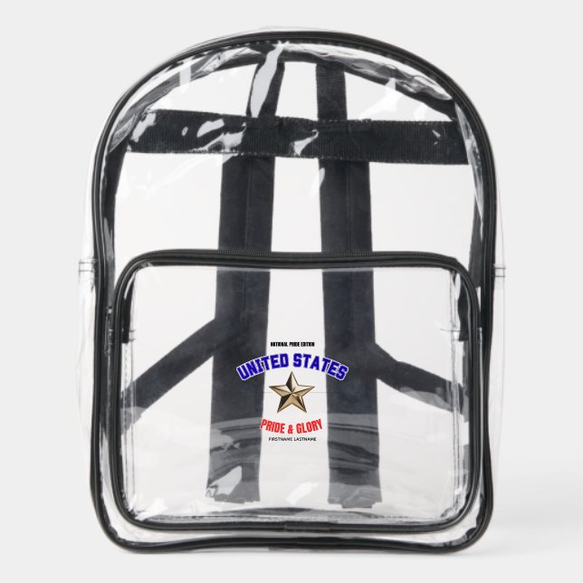 USA National Pride Custom Clear Stadium Backpack (Front)
