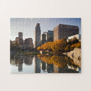 USA, Nebraska, Omaha, Gene Leahy Mall, Skyline Jigsaw Puzzle