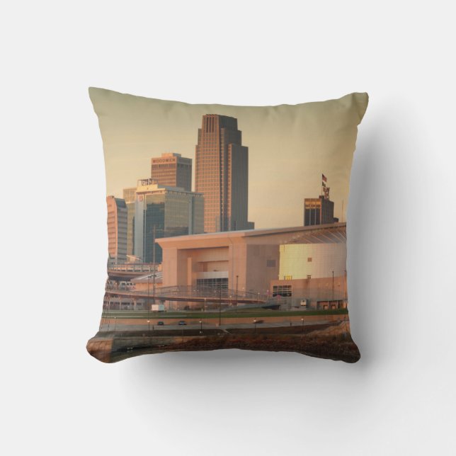 USA, Nebraska, Omaha, Skyline Throw Pillow (Front)