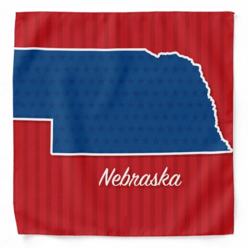 USA Nebraska State Patriotic Stars and Stripes Map Bandana