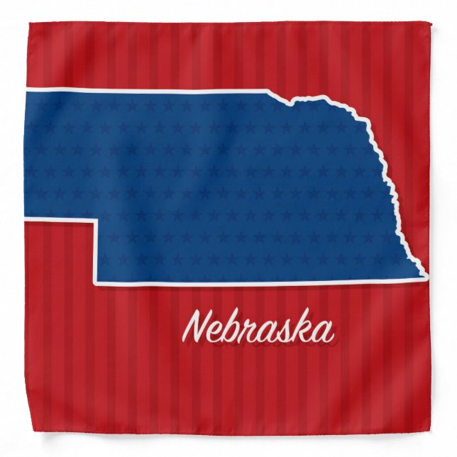 USA Nebraska State Patriotic Stars and Stripes Map Bandana (Front)