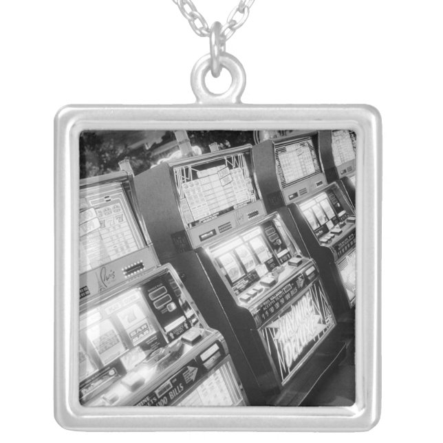 USA, Nevada, Las Vegas: Casino Slot Machines / Silver Plated Necklace (Front)