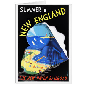 USA New England Vintage Travel Poster Restored