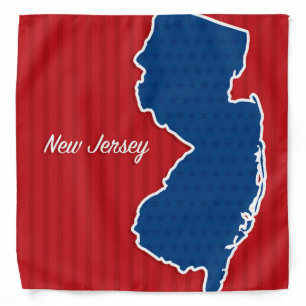 USA New Jersey State Patriotic Stars Stripes Map Bandana