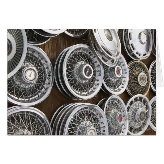 USA, New Mexico, Prewitt: Auto Hubcaps / Rt. 66 (Front Horizontal)