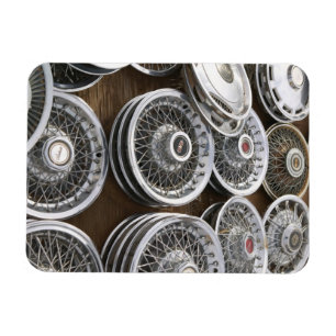 USA, New Mexico, Prewitt: Auto Hubcaps / Rt. 66 Magnet