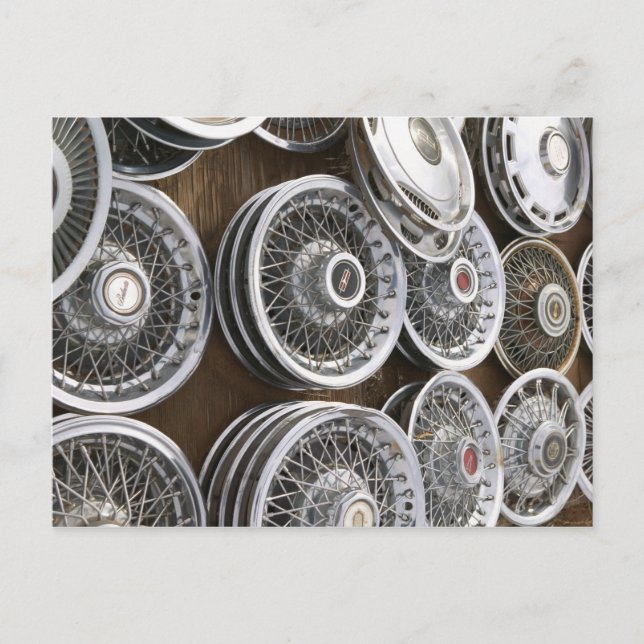 USA, New Mexico, Prewitt: Auto Hubcaps / Rt. 66 Postcard (Front)