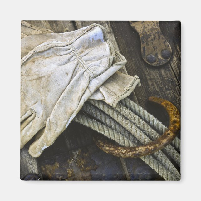 USA, New Mexico, Santa Fe. Close-up of cowboy Magnet (Front)