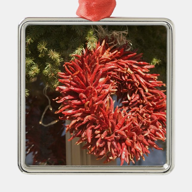 USA, New Mexico, Santa Fe: Downtown Santa Fe, 2 Metal Ornament (Front)