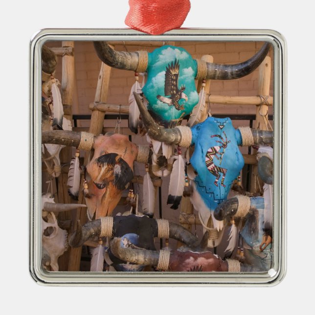 USA, New Mexico, Santa Fe: Downtown Santa Fe, Metal Ornament (Front)